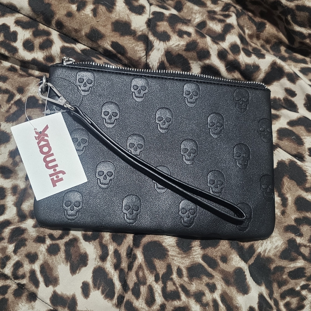 Mad Engine Skull Embossed Wristlet